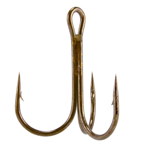 Dr.Fish 30 Pack Round Bend Treble Hooks #16-#8/0, Triple Fishing Hooks Saltwater&Freshwater, Replacement Hardbait Crankbait Spinner Catfish Walleye Trout Salmon Bass Fishing - color: Bronze, size: #1-30 Pack