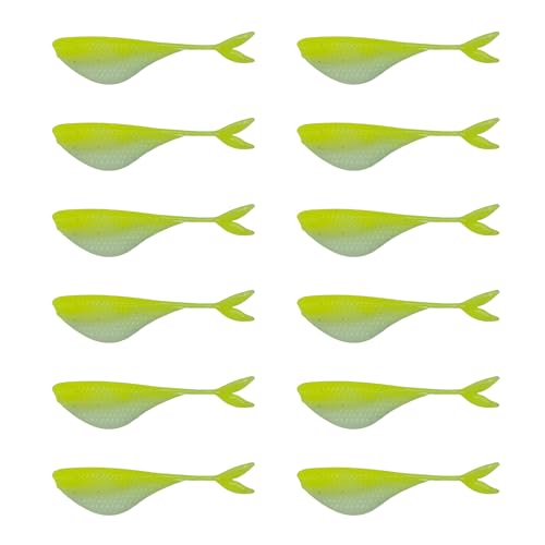 6th Sense – Clobber Minnow 2" – Soft Plastic Minnow – Crappie/Panfish Fishing – FFS Sonar Bait – (12 per Pack) Made in the USA - color: Chartreuse Minnow