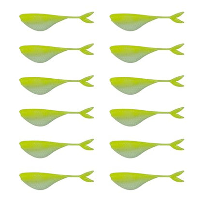 6th Sense – Clobber Minnow 2" – Soft Plastic Minnow – Crappie/Panfish Fishing – FFS Sonar Bait – (12 per Pack) Made in the USA - color: Chartreuse Minnow