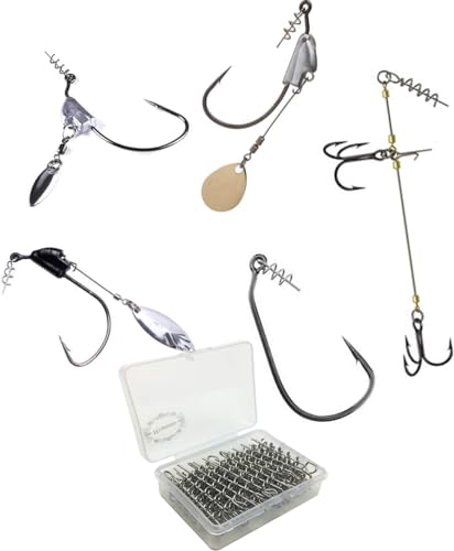 Soft Lure Spring Twist Lock, Fishing Crank Hook Centering Pin | Stainless Steel,Saltwater & Freshwater Safe, Easy To Attach & Remove, For Bass Trout Walleye, Storage Case, 15mm26mm33mm42mm - color: Nickel-D: 42*7mm 50pcs