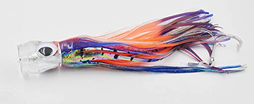 Fishing Lure Set of 6 Trolling Saltwater Skirted Lures: Rigged Lures and Black Bag Included. Catch Any Predatory Pelagic Fish in The Ocean Including Dolphin, Tuna, and Wahoo! - size: 6.5 inch