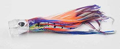 Fishing Lure Set of 6 Trolling Saltwater Skirted Lures: Rigged Lures and Black Bag Included. Catch Any Predatory Pelagic Fish in The Ocean Including Dolphin, Tuna, and Wahoo! - size: 6.5 inch