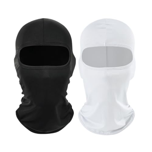 2 Pieces Thin Balaclava Ski Mask Head Mask Full Face Mask Windproof Sun UV Protection Hood for Women Men - color: Black+white