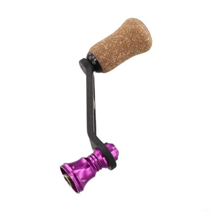 Carbon Fiber Fishing Reel Handle, 70mm Round Knob with Bearings, Screw-in Arm for Daiwa Fuego Salamandura Spinning-Reels(purple) - color: purple