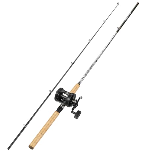 Sougayilang Fiberglass Fishing Pole Conventional Reel Combo with Durable P-Cork Rod Handle, Medium Heavy for Catfish Salmon and Steelhead - size: 9'0"H- M Fast with 4000 Reel