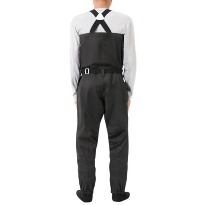 BASSDASH Breathable Ultra Lightweight Chest Stocking Foot Fishing Hunting Waders for Men - color: Black, size: Large