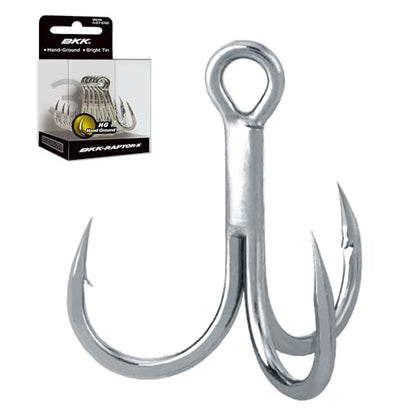 BKK Raptor-X Treble Hook 3X | Saltwater Corrosion Resistant Bright Tin Coating | Hand Ground Point | Heavy Duty Lure Hook, Popping, Stickbaits - size: 3/0#