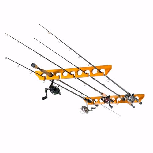 Old Cedar Outfitters Solid Pine Horizontal Ceiling Rack for Fishing Rod Storage, Holds up to 9 Fishing Rods, CPR-009 - color: Pine 9 Rods