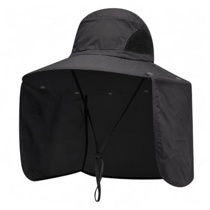 Sun Protection Hat with Neck Flap – 360° Wide Brim Outdoor Fishing Hat, Lightweight Breathable Quick Dry Sun Cap for Hiking, Gardening, Beach Travel – Adjustable Unisex Summer Sun Visor Hat
