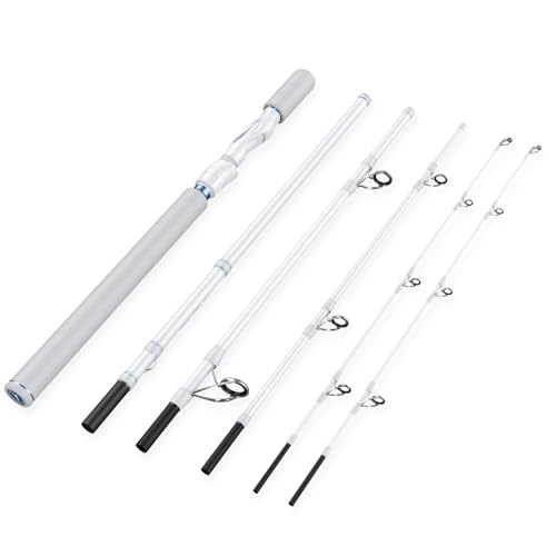 KastKing Centron Lite Travel Fishing Rods, Portable 4/5 Piece Spinning & Casting Rods, Extra Twin-Tip, IM6 Graphite Blanks, Stainless Steel Guides W/Ceramic Rings, Split or Full Rear EVA Handle - size: 7'6"- MH- MF(5 Pcs+ Extra Tip), style: Spinning