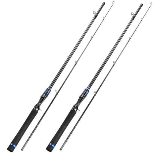 DC Baitcasting Combo, Smart Digital Brake Reel, 4-Section Carbon Rod, Tackle Bag, Line & Lures, Complete Travel Kit for Bass Freshwater - color: Only Casting Rod-2PACKS- 5‘6“- Blue