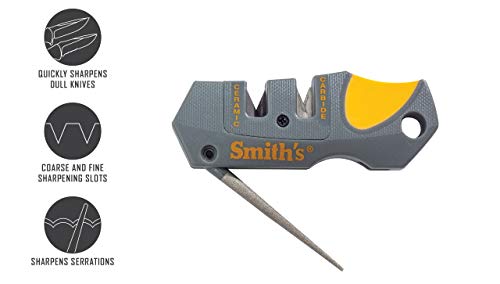 Smith’s Pocket Pal Tactical Knife Sharpener - 2 Stage Sharpener & Diamond Sharpening Rod - Pocket Clip - Outdoor Hunting Knife & Hook Sharpener - Compact & Lightweight - style: Pocket Pal (50918)