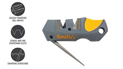 Smith’s Pocket Pal Tactical Knife Sharpener - 2 Stage Sharpener & Diamond Sharpening Rod - Pocket Clip - Outdoor Hunting Knife & Hook Sharpener - Compact & Lightweight - style: Pocket Pal (50918)