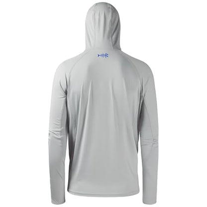 BASSDASH UPF 50+ Men’s Long Sleeve Fishing Shirt with Mask UV Neck Gaiter Hoodie - color: Cool Grey, size: X-Large