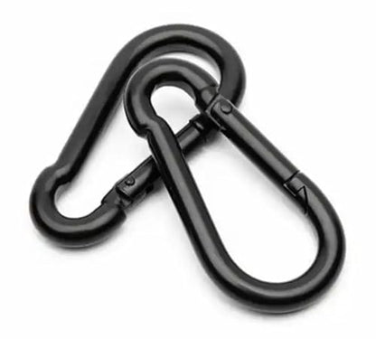 Black & Silver Zinc-Galvanized Heavy Duty Bushcraft Carabiner Spring Snap Clip Link Hooks 200-500lb Load 2, 6 & 12 Packs - color: 7cm (2.8in) Black 2 Pack
