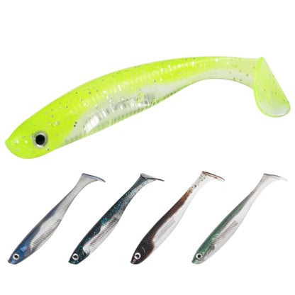 Paddle Tail Swimbait Fishing Lures for Bass Fishing | 5/6/15 Pcs Soft Plastic Lures With Paddle Tail, Pre-Rigged Jig Hook Options for Walleye, Pike & Trout Fishing - color: Mixed Colors