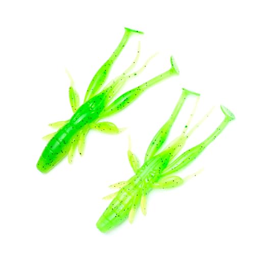 8 PCS Fishing Crawfish Lure Soft Shrimp Baits Lure Artificial Swimbait Soft Lures for Freshwater Saltwater Fishing Crawfish Artificial Swimbait Outdoor - color: yellow green 3