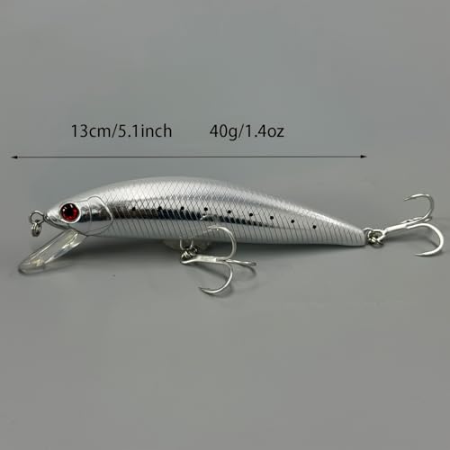 3pcs Heavy Minnow Tuna Fishing Lure Artificial Hard Baits Sinking Saltwater Seabass Wobbler Fish Baits Pesca Strong Treble Hooks Wobbler Jerkbait Swimbait AH1340 - color: AH1340A-5.1'' 1.4oz