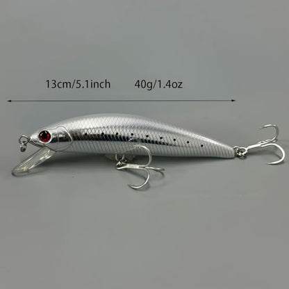 3pcs Heavy Minnow Tuna Fishing Lure Artificial Hard Baits Sinking Saltwater Seabass Wobbler Fish Baits Pesca Strong Treble Hooks Wobbler Jerkbait Swimbait AH1340 - color: AH1340A-5.1'' 1.4oz