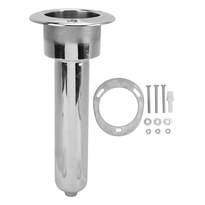 Heavy Duty Stainless Steel Deluxe Rod Holders, 2 in 1 Flush Mount Fishing Rod Pole Holders, 0 15 30 Degree Boat Fishing Rod Cup Holder 280mm Round Top Cup Holder for Yacht Ship - style: 0 Degrees