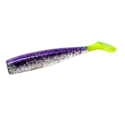 Lunker City Fishing Shaker 3.25" Swimbait Soft Plastic Bass Walleye Lure Saltwater Swimming Tail Action Pike Swim Bait, 7 Per Bag, Made in The USA - color: 281 Purple Ice/ Chart Tail