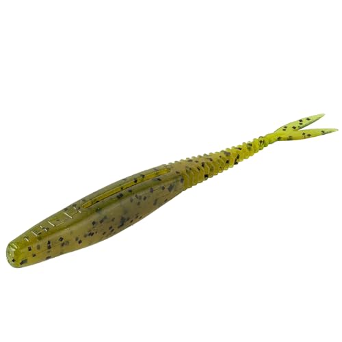 Strike King Mach Skooler Fishing Lure, Soft Plastic Jerkbait, Heavily Salted, Sleek Design, Erratic Action - color: Green Pumpkin, size: 5"