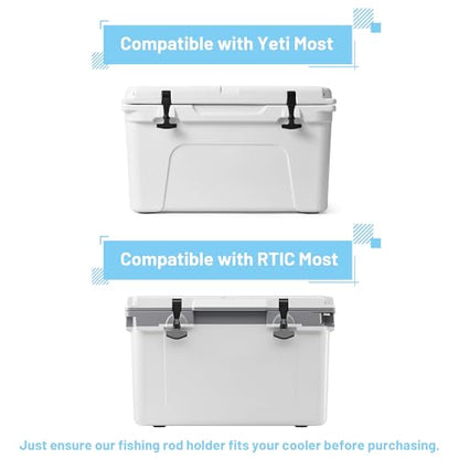 Cooler Fishing Rod Holder, Wall Mounted Fishing Pole Holder, Fishing Rod Rack Compatible with YETI Coolers and for RTIC Coolers, Cooler Accessory, Medium, Black