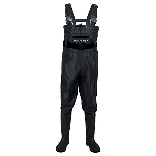 Night Cat Fishing Waders for Men Women Waterproof Hunting Chest Wader with Bootfoot Belt Breathable Lightweight Size 6 to 14 - color: Black, size: 13