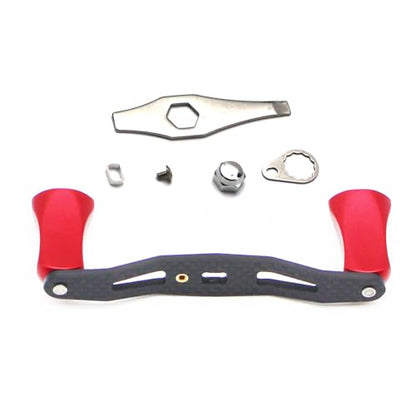 Mr. Z 95mm Carbon Fiber Baitcasting Reel Handle Compatible for Abu Garcia Shimano Daiwa Light Weight Low Profile Casting Reel - color: Metal Red, size: Left-handed