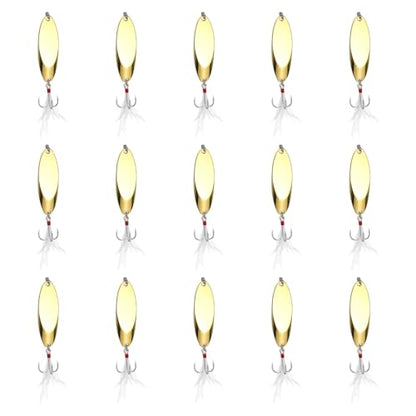 Fishing Spoons Lures, Metal Saltwater Treble Trout Lures Jigging Spoon with Treble Hooks Spinner Baits for Freshwater - color: Gold, size: 20g / 3/4oz
