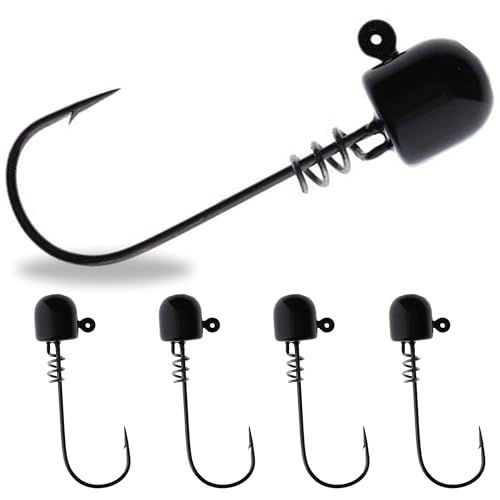 Reaction Tackle Tungsten ScrewLock Ned Rig Jig Heads, Weedless Finesse Jig Heads for Bass, Walleye, and Panfish, Spinning Rod Setups (5-Pack) - color: Black, size: 1/8 Oz