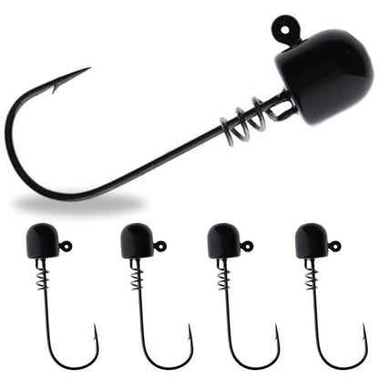 Reaction Tackle Tungsten ScrewLock Ned Rig Jig Heads, Weedless Finesse Jig Heads for Bass, Walleye, and Panfish, Spinning Rod Setups (5-Pack) - color: Black, size: 3/16 Oz