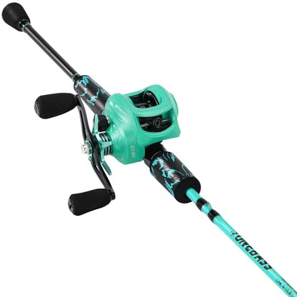 One Bass Fishing Rod and Reel Combo, IM6 Graphite 2Pc Blank Baitcasting Combo with SuperPolymer Handle