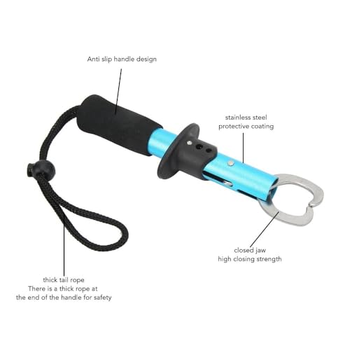 2 Pcs Stainless Steel Fish Lip Gripper - Portable Secure Fish Holder for Freshwater Saltwater Fishing Accessories(Blue) - color: Blue