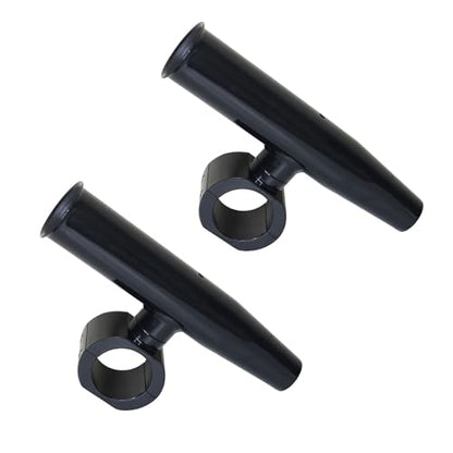 2 PCS T-Top Rod Holder Single Aluminum clamp on fit 1.5",1.875",2" inch Horizontal or Vertical Fishing Boat Tower/Leaning Post/Rail - color: Black