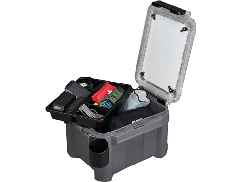 Plano GoNow 30L Camp Kit, Waterproof Field Box System with Cutting Board, Cup Holders, Clear Lid Organizer, Modular Camping Gear Storage, Charcoal - color: Charcoal - XL, style: Utility Box