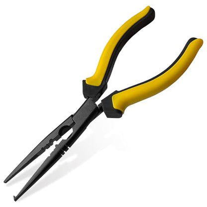 Hanpex-9 inch Fishing Pliers with Anti-Rust Teflon Coated, Freshwater/Saltwater Fishing Tools, Comfort Grip Handles Fishing Gear Idea for Fishing Trip - style: 9" Split Ring Nose