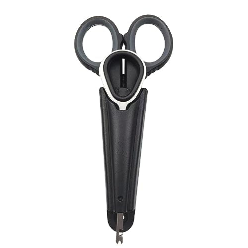 Scissor with Pliers Hook Remover Stainless Steel Fishing Multifunction Pliers Fishing Braided Line Cutter Fishing Gear Tackle - color: Black With Grey