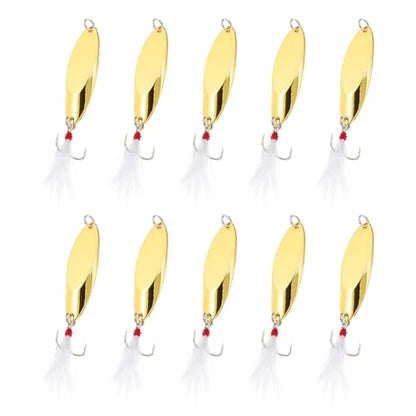 PATIKIL Fishing Spoons, Fishing Lures Casting Spoon Treble Hooks Jigs Hard Metal Spinner Baits - color: Gold Tone, size: 3/4 oz