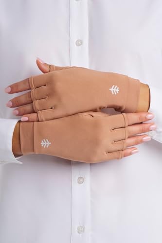 Coolibar Fingerless UV Sun Gloves - UPF 50+ Sun Protection - Ouray - color: Antique Tea, size: Small