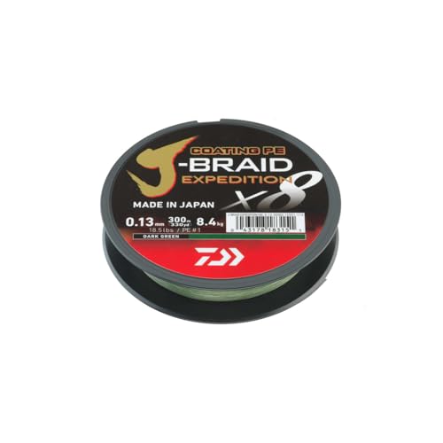 DAIWA J-Braid Expedition X8E, 150m, Dark Green, Braided Fishing Line - size: 165yds / 18.5lbs