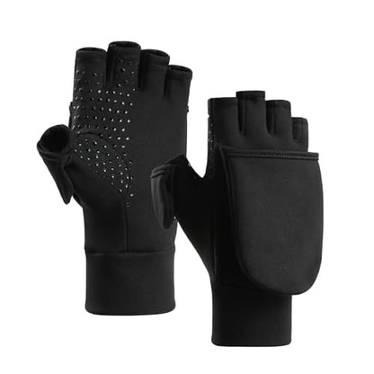 Fishing Gloves Convertible Mittens and Fingerless Gloves Men Women for Fishing, Kayaking, Rowing, Paddling, Hunting, Photographing, Outdoor Activities - size: Large