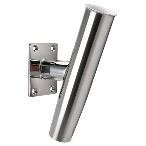 YaeMarine 2/4Pcs Tournament Style Stainless Steel Wall /Transom Mount Rod Holders for Marine Boat - style: 20 Degree-2pcs
