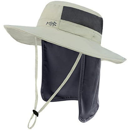 BASSDASH UPF 50+ Sun Fishing Hat Water Resistant with Detachable Neck Flap - color: Pea Green