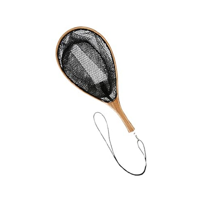 Fishing Net with Comfortable Grip Handle Wooden Poles Fishing Landing Net with Lanyard for Adults Portable Landing Net - size: S: About. 42x20cm/16.54x7.87"