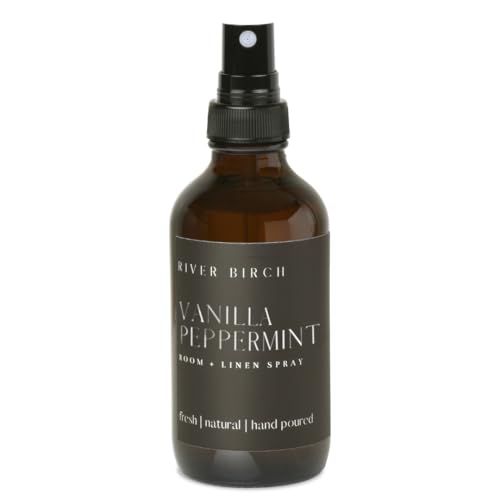River Birch Vanilla Peppermint Scented Linen and Room Spray | Home Fragrance | 4 oz Glass Amber Bottle | Luxury Signature Scent | Handmade in Texas - color: Vanilla Peppermint