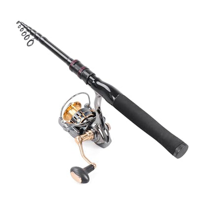 Telescopic Fishing Rod, Collapsible Fishing Rod Portable Spinning Pole for Saltwater and Freshwater, Carbon Fiber Lightweight and Compact Design - size: 6.9 feet