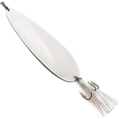 Magnum Flutter Spoon Jigging Lures, 8-9 Inch Large Hard Metal Sinking Trolling Casting Striper Fishing Spoon Baits for Striped Bass, Salmon, Walleye, Saltwater, Freshwater, Deep Sea Fishing - color: Classic - White Large Spoon, size: A - 8" Classic - 3.7o
