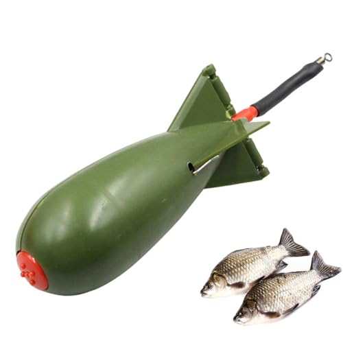 Rocket Bait Feeder - Lightweight Fishing Bait Feeder, Carp Fishing Feeder with Rocket Shape | Carp Fishing Tackle, Fishing Lure, Fishing Bait Cage Float Thrower Suitable for Swimbait Swimming Lures - color: Green