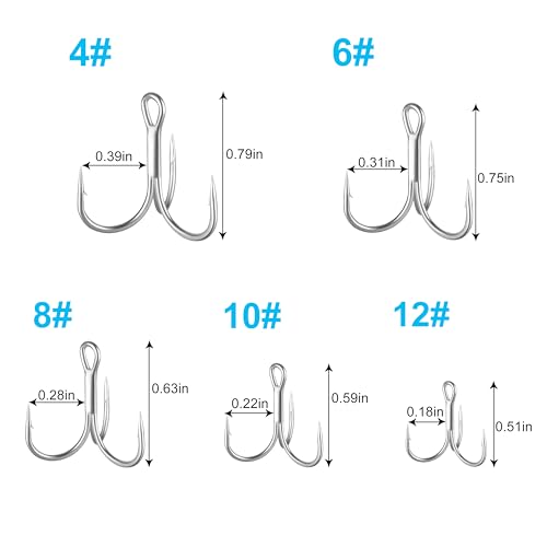 Fishing Treble Hooks Kit, Sharp Replacement Treble Hooks for Lures Baits, High Carbon Steel Fishing Hooks with Stainless Steel Split Rings Set for Bass Trout Walleye Pike - color: Silver_150pcs